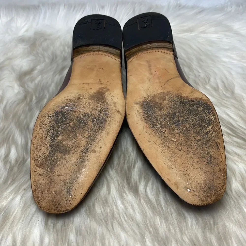French Shriner Bordeaux Leather Tassel Loafers Sz‎ 10.5